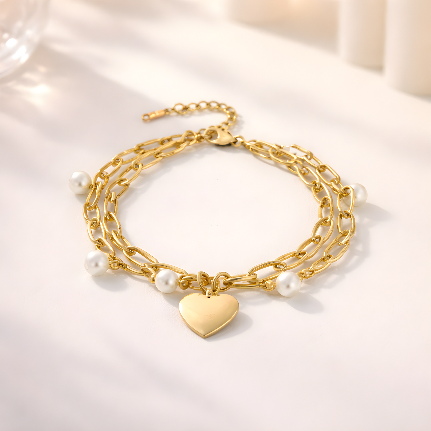 Golden Heart Charm Bracelet
