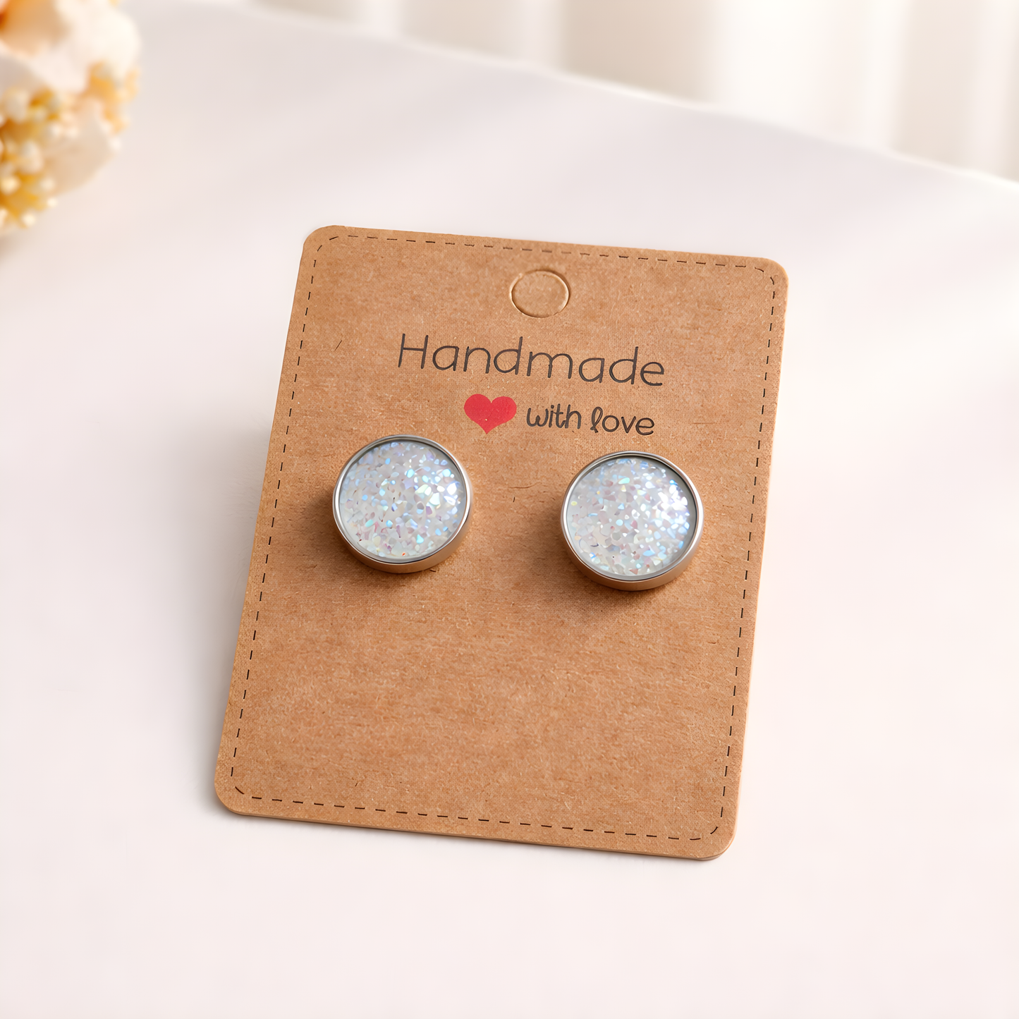 Cabochon Ohrringe „Crystal Snow“