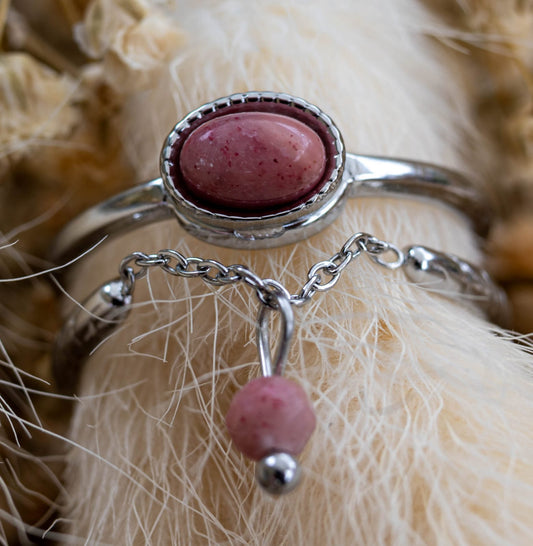 ✨ Ring „Silver Rose Soul“ – Edelstahl & Naturstein in Rosa ✨