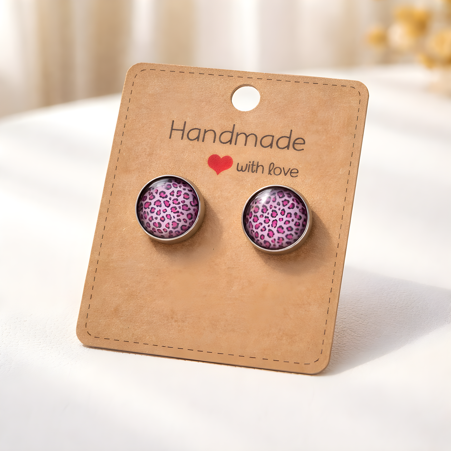 Pink Leo Love Studs