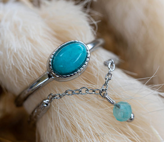 ✨ Ring „Silver Turquoise Dream“ – Edelstahl & Naturstein in Türkis ✨