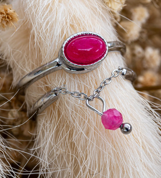 ✨ Ring „Silver Pink Passion“ – Edelstahl & Naturstein in Pink ✨