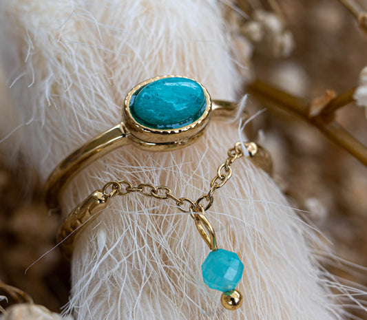 ✨ Ring „Golden Ocean Dream“ – Edelstahl & Naturstein in Türkis ✨
