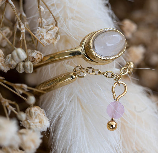 ✨ Ring „Golden Rose Dream“ – Edelstahl & Naturstein in zartem Rosa ✨