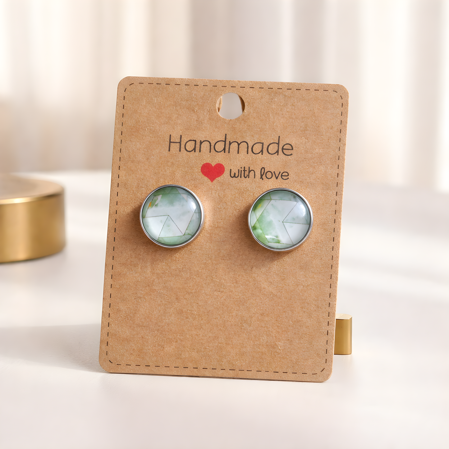 Cabochon Ohrringe „Green Marble“