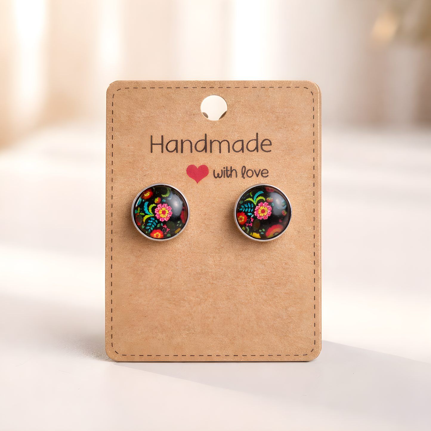 Cabochon Ohrringe „Midnight Bloom“