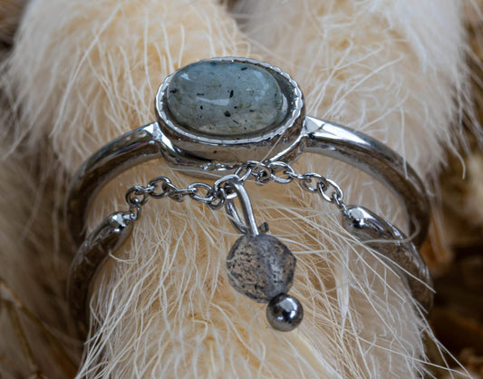 ✨ Ring „Silver Moon Spirit“ – Edelstahl & Naturstein in Grau ✨
