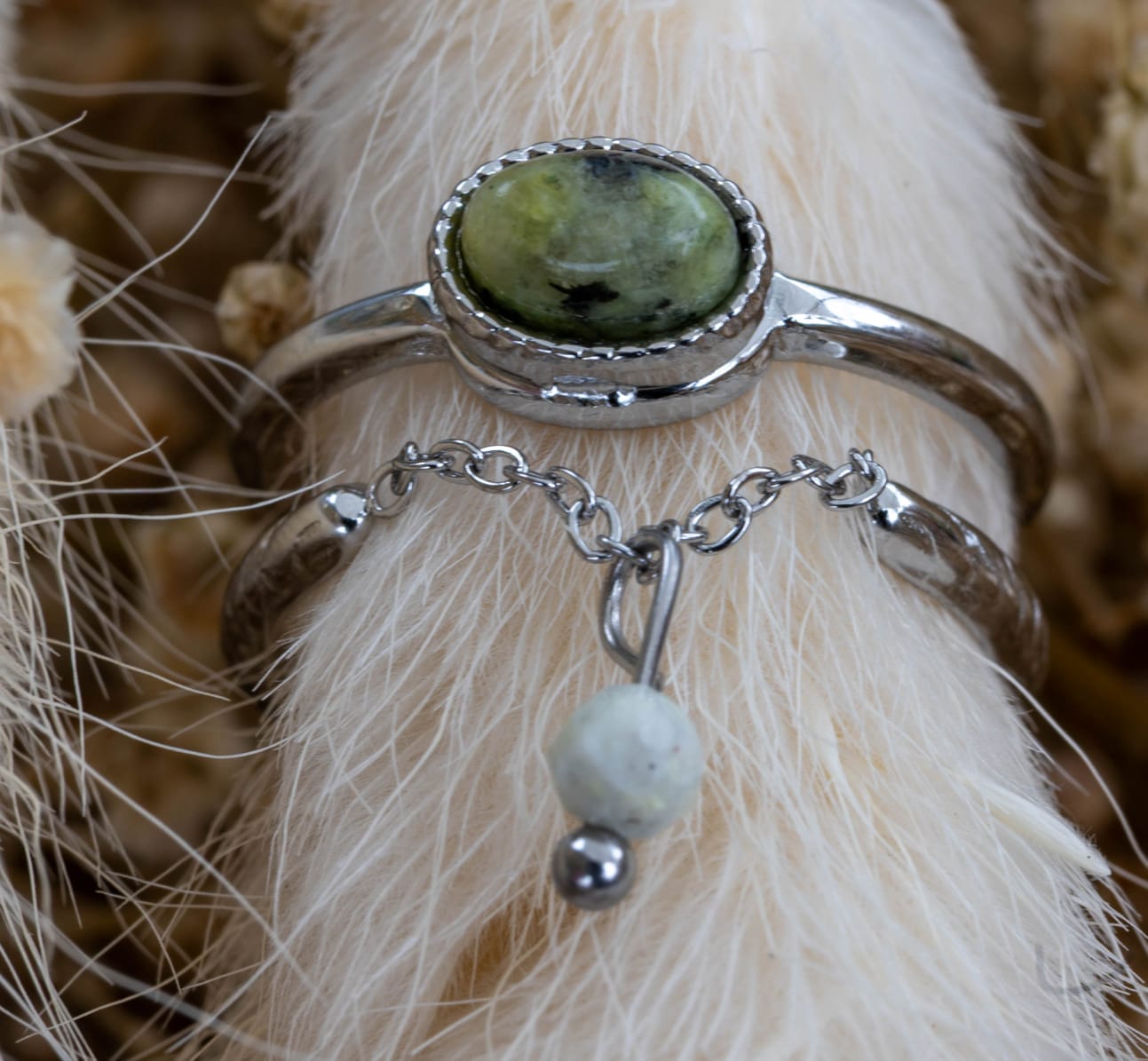 ✨ Ring „Silver Forest Spirit“ – Edelstahl & Naturstein in Grün ✨