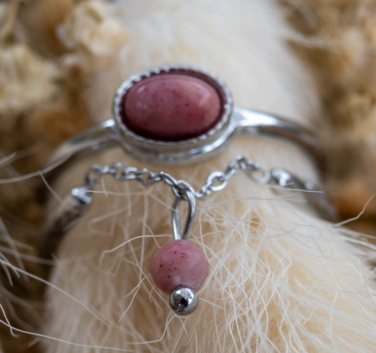 ✨ Ring „Silver Rose Soul“ – Edelstahl & Naturstein in Rosa ✨