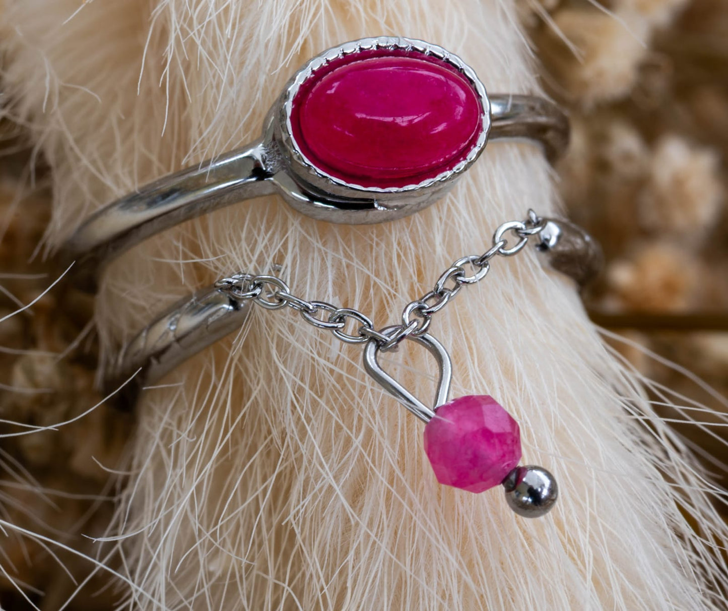 ✨ Ring „Silver Pink Passion“ – Edelstahl & Naturstein in Pink ✨