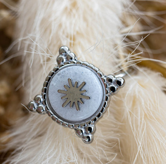 ✨ Ring „Snowflake“ – Edelstahl in Silber-Weiß ✨