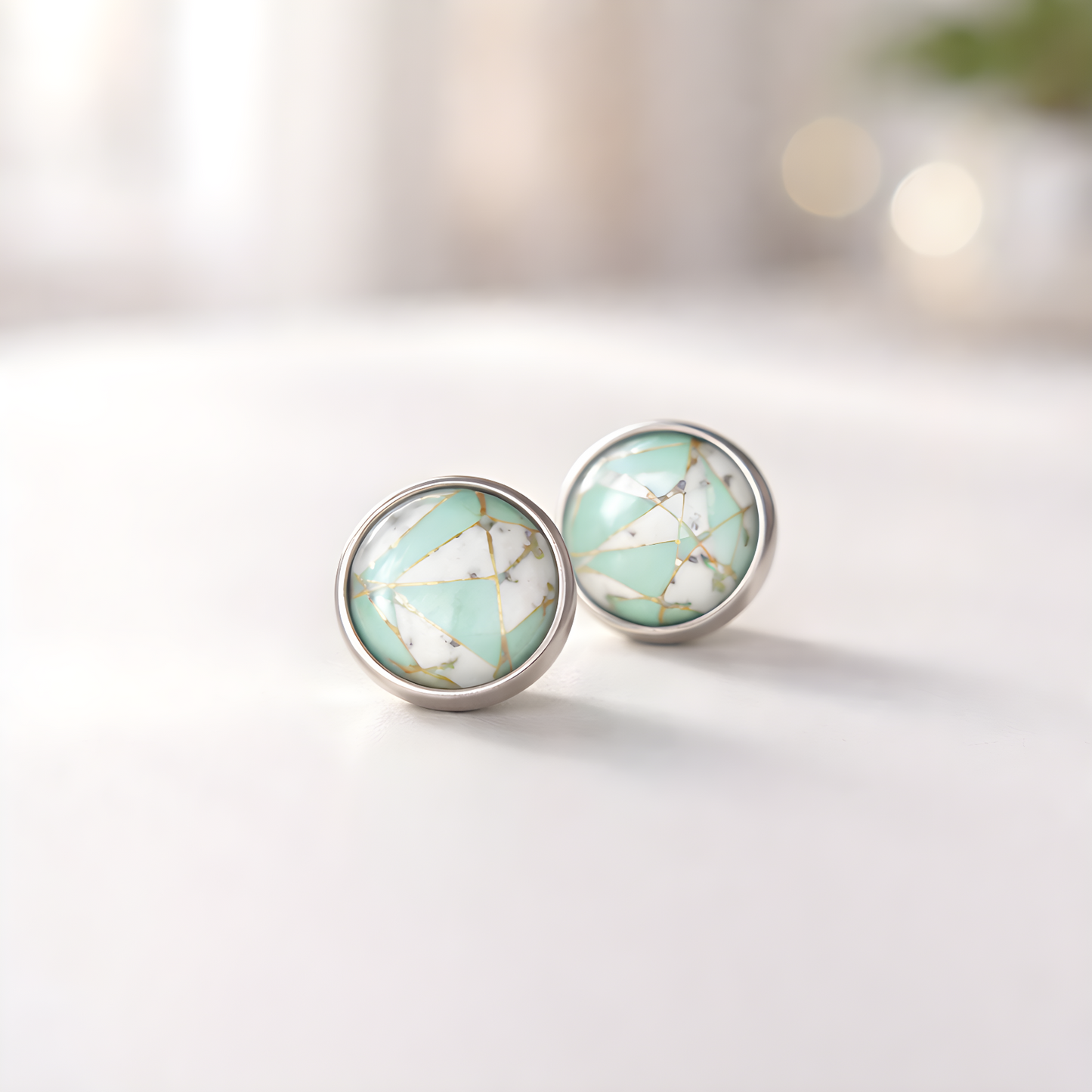 Mint Marmor Ohrstecker