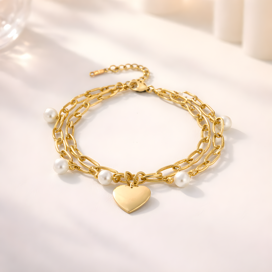 Golden Heart Charm Bracelet