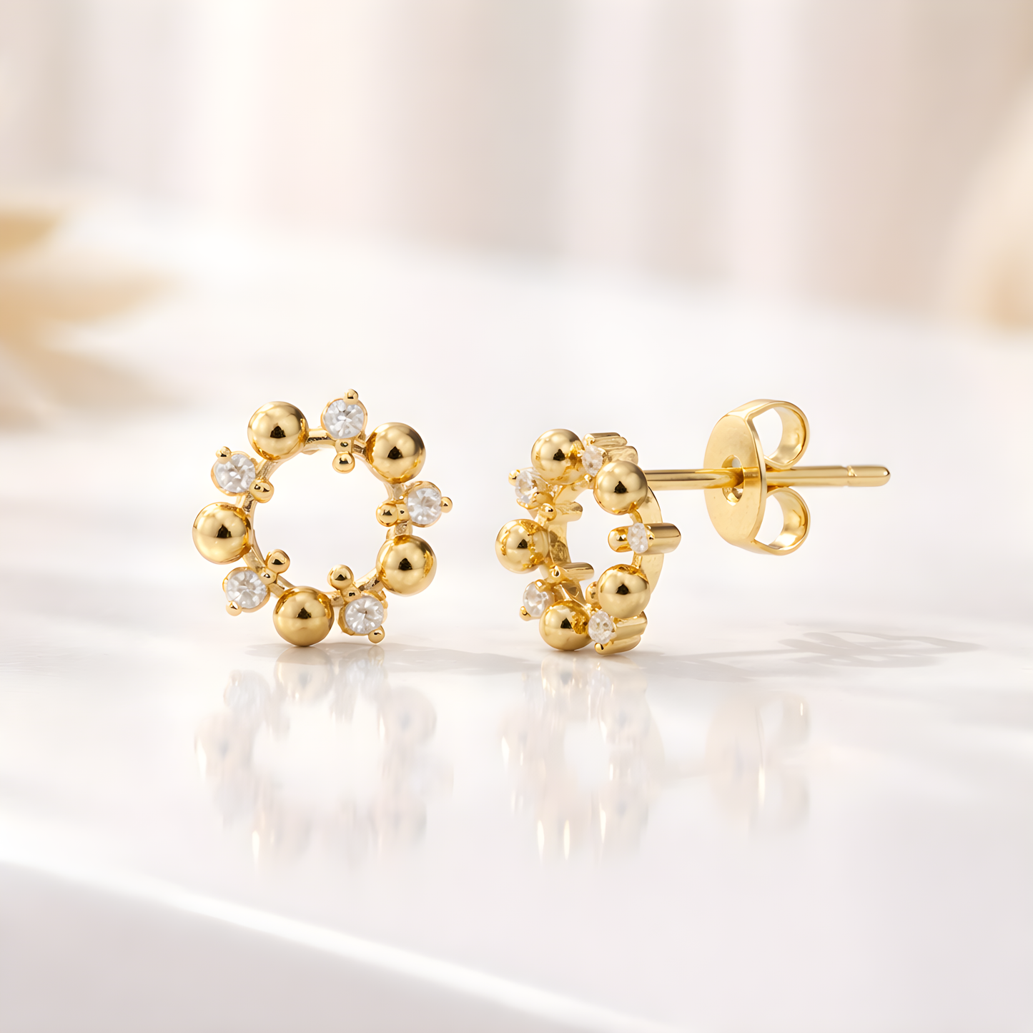 Golden Sparkle Circle Studs