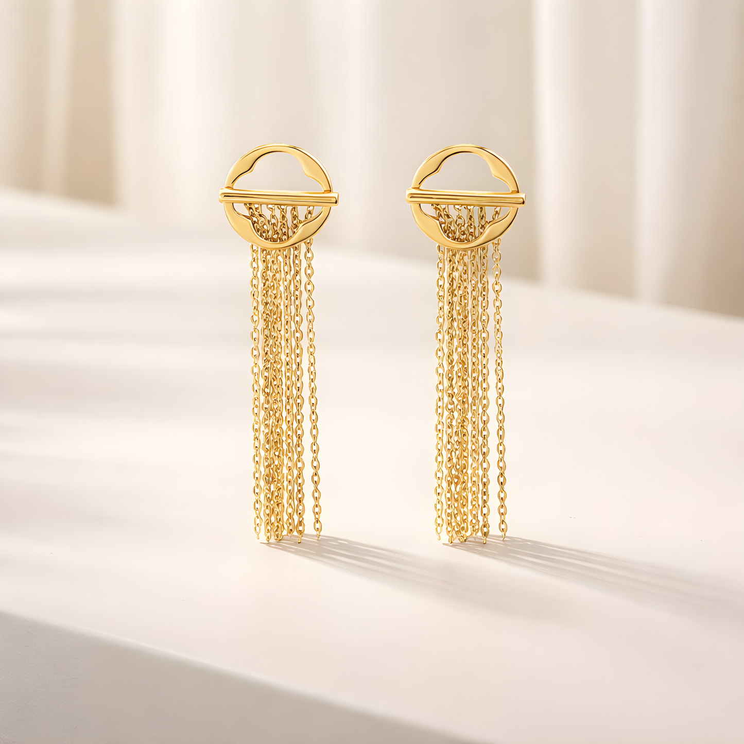 Golden Flow Circle Earrings