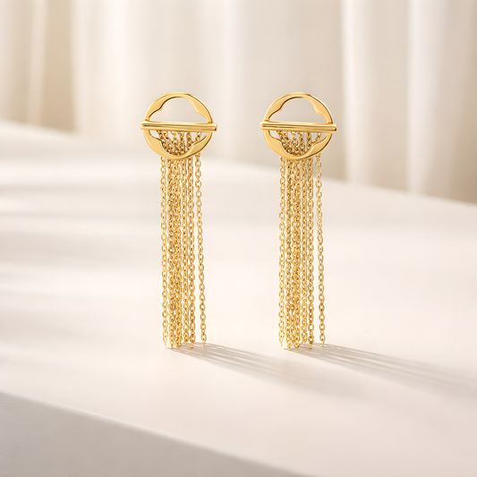 Golden Flow Circle Earrings