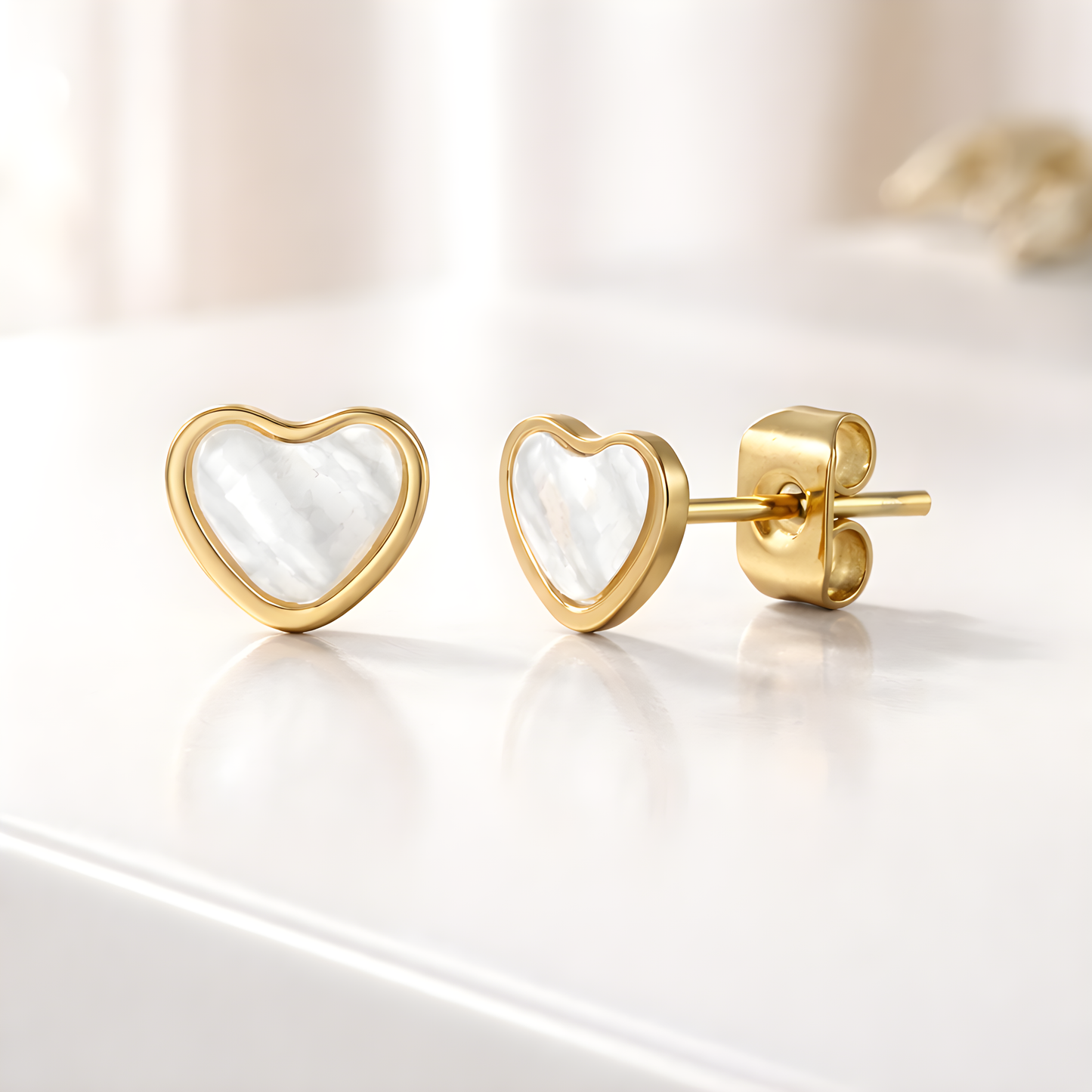 Pearl Heart Mini Studs