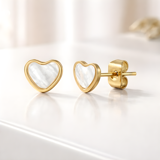 Pearl Heart Mini Studs