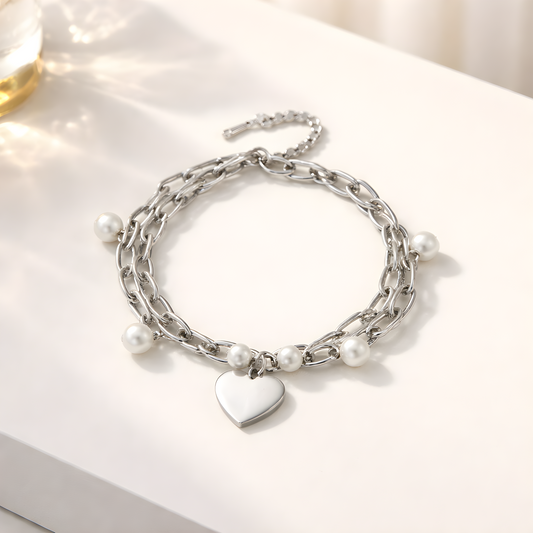 Silver Heart Charm Bracelet