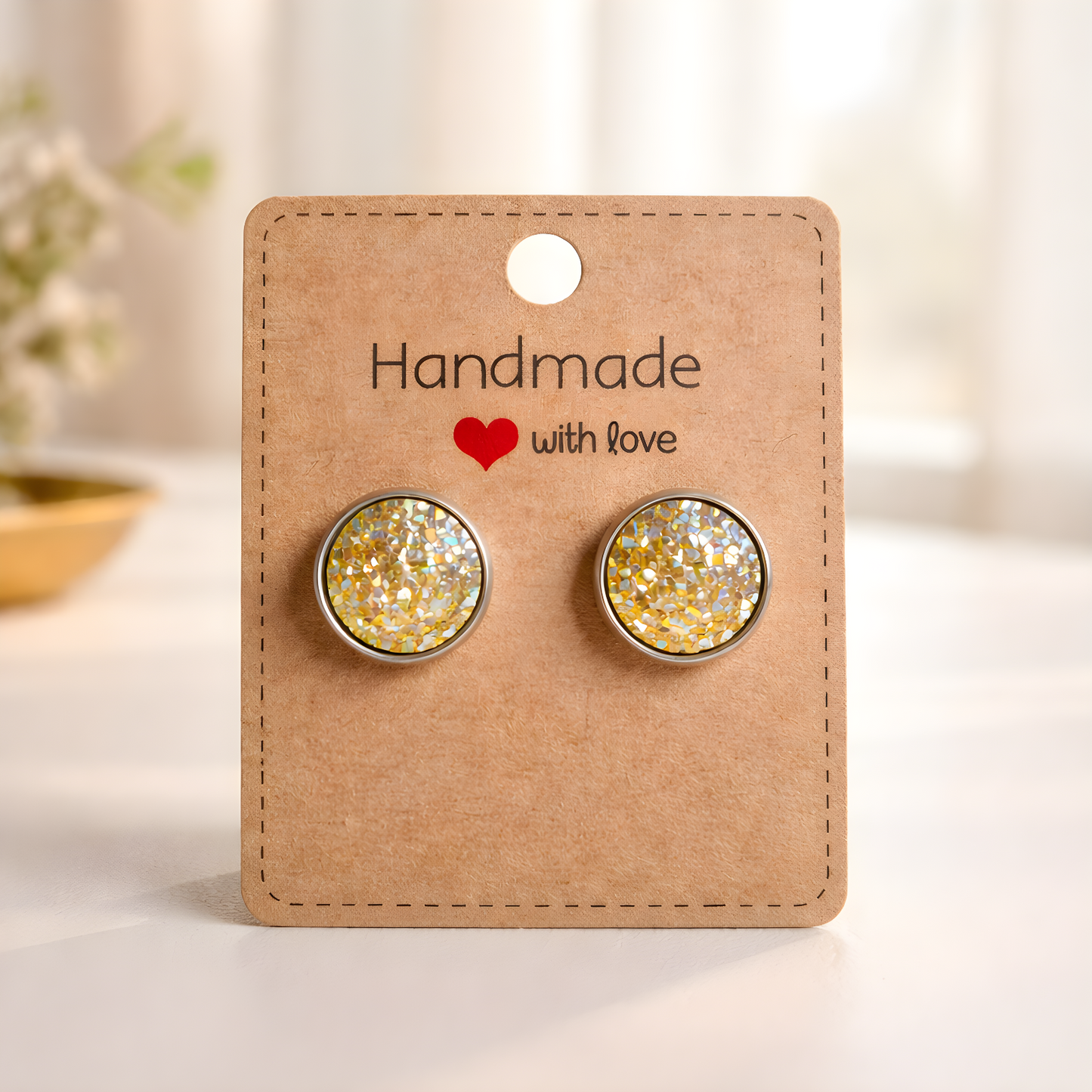 Cabochon Ohrringe „Golden Glow“