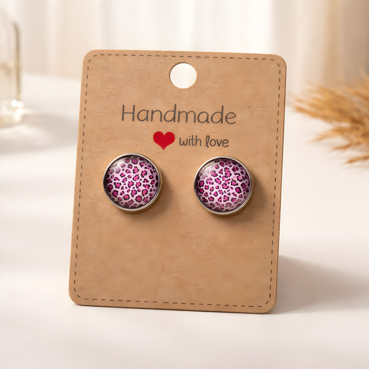 Cabochon Ohrringe „Soft Leo Pink“