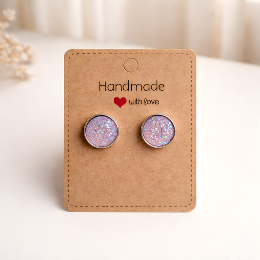 Cabochon Ohrringe „Pink Stardust“