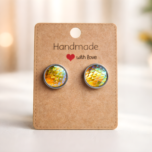Cabochon Ohrringe „Golden Mermaid“