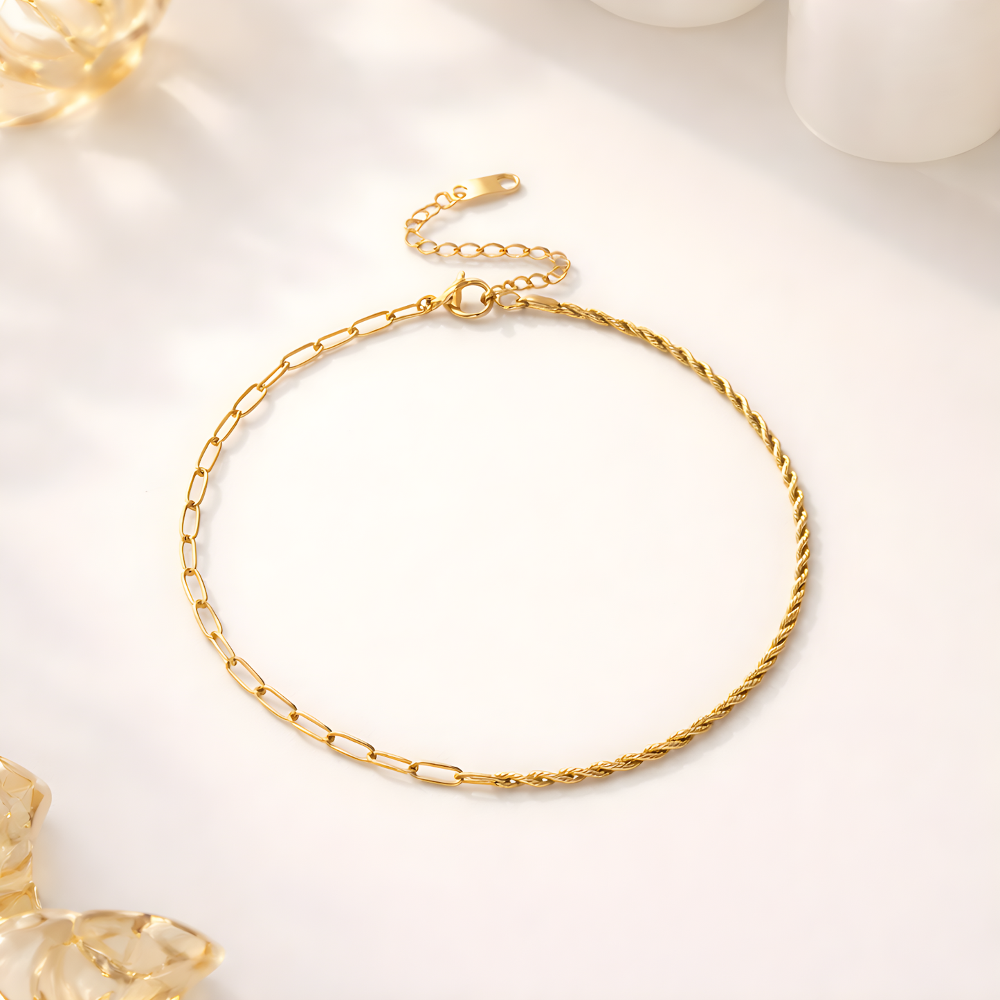 Golden Dual Chain Anklet