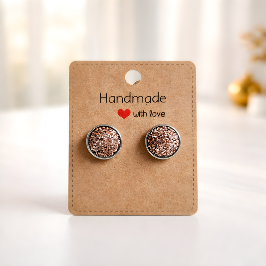 Bronze Sparkle Studs – Silver Frame