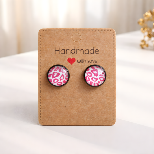 Cabochon Ohrringe „Pink Leo“