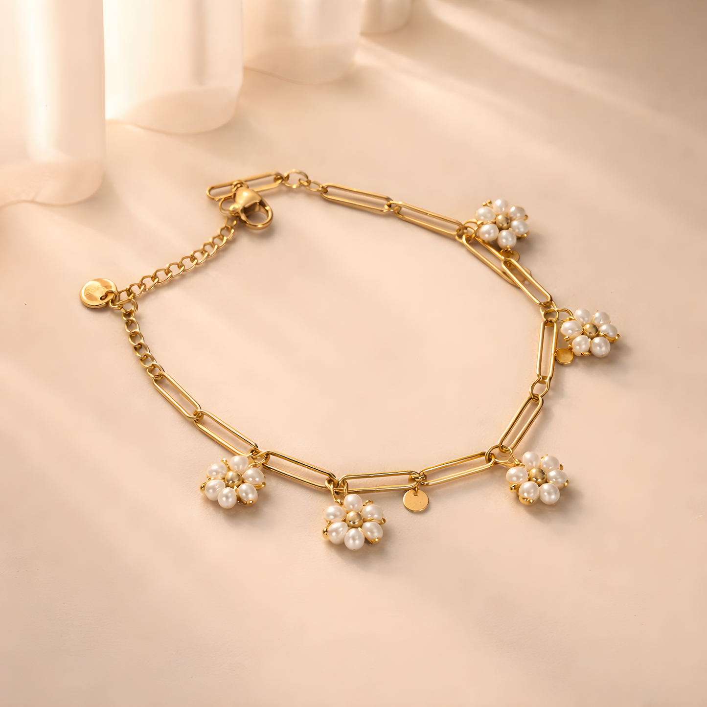 Golden Pearl Charm Bracelet