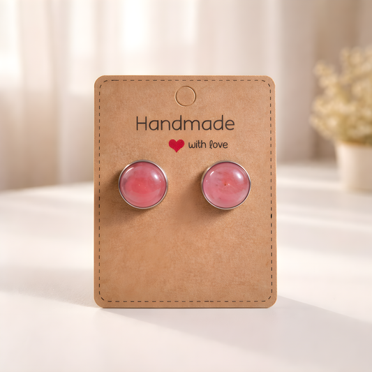 Cabochon Ohrringe „Rosy Glow“
