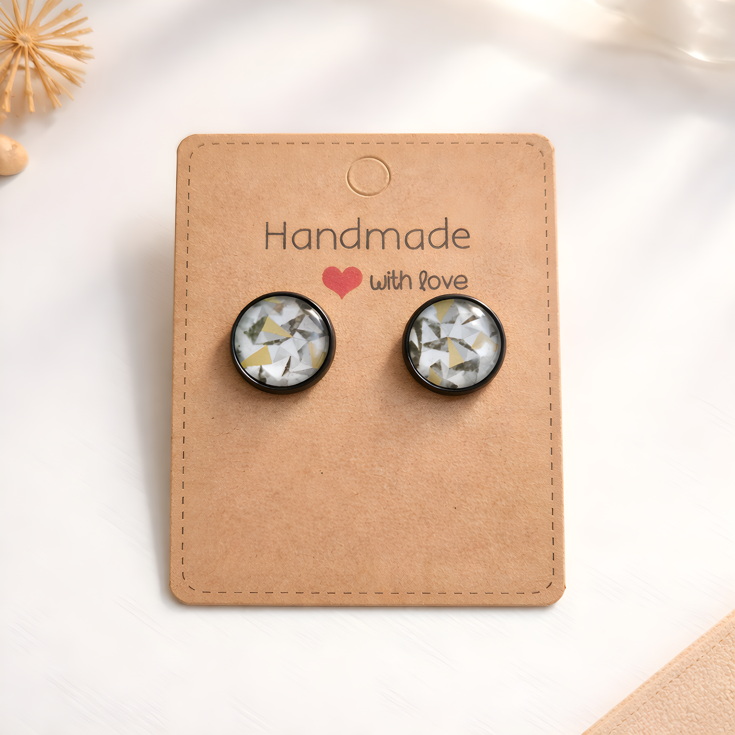 Cabochon Ohrringe „Golden Marble“